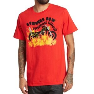 Strivers Row Freedom Riders Graphic T-Shirt Red Biker Motorcycle Flame Tee